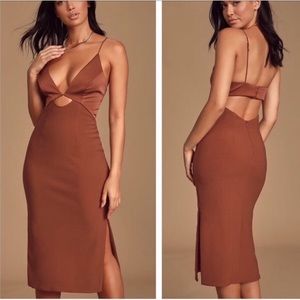 Finders Keepers Paradise Rust Cutout Midi Dress